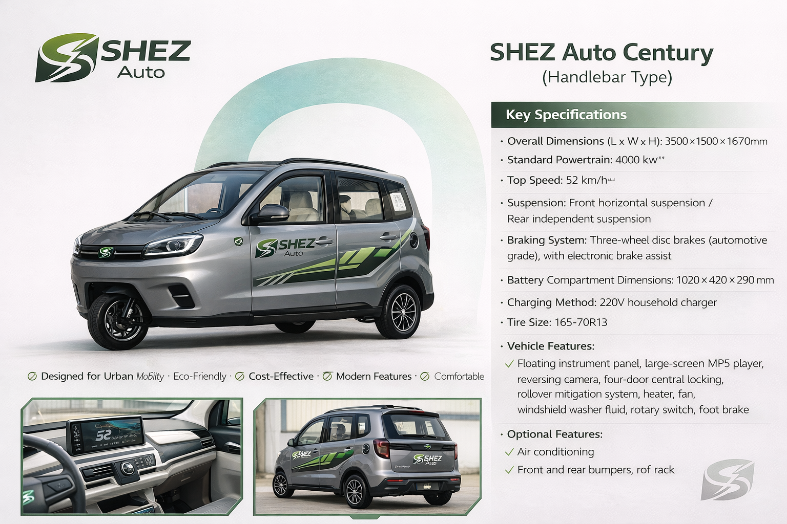 Orange SHEZ four-door EV